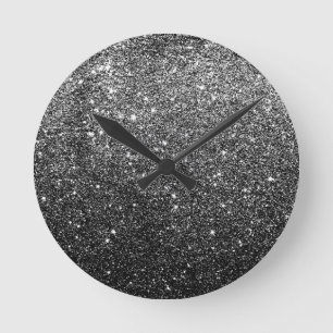 Horloge Ronde Parties scintillantes élégantes de noir de Faux