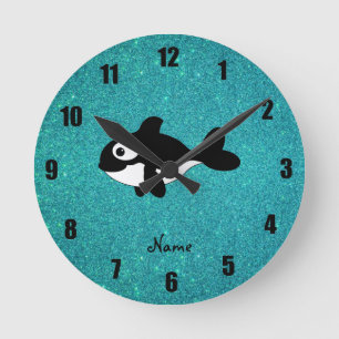Horloge Ronde Parties scintillantes nommées personnalisées de