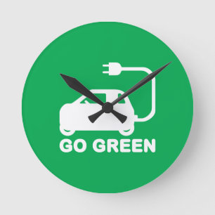 Horloge Ronde Passez au vert ~ Conduisez des voitures électrique