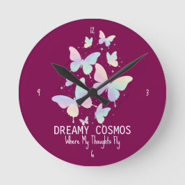 Horloge Ronde Pastel Galaxy Butterflies Dreamy Aesthetic