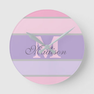 Horloge Ronde pastel rose et violet