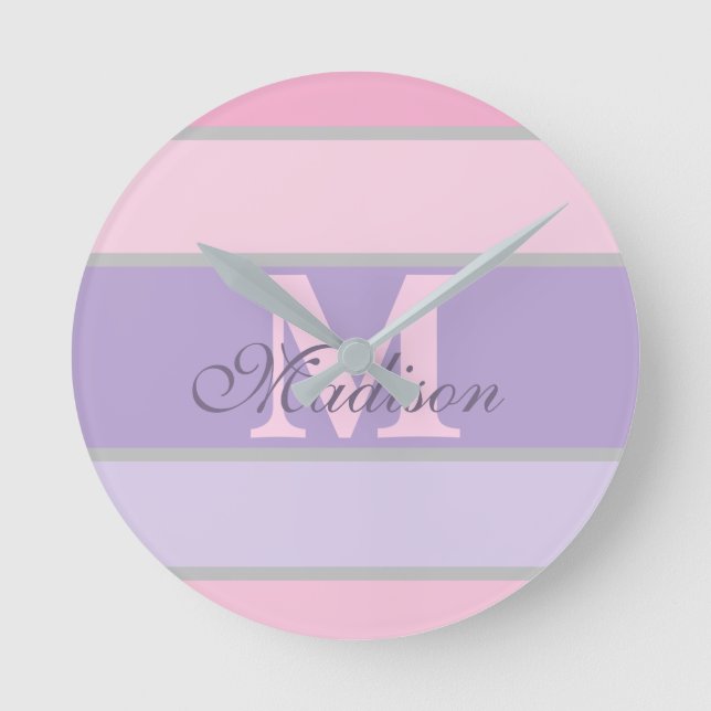 Horloge Ronde pastel rose et violet (Recto)