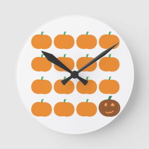 Horloge Ronde Patch Citrouille d'Halloween mignon