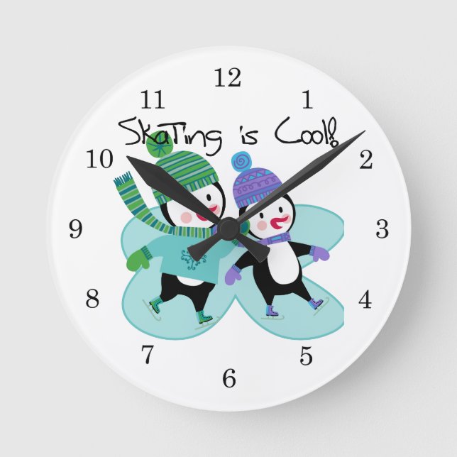 Horloge Ronde Patinage de pingouins est Cool (Recto)