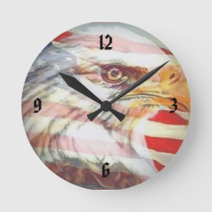 Horloge Ronde Patriotic Eagle Wall Clock
