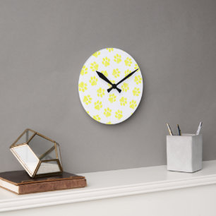 Horloge Ronde Patrouilles de Doodle, Paws de Chien, Paws Jaunes