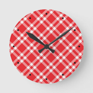 Horloge Ronde Patters rouges Gingham