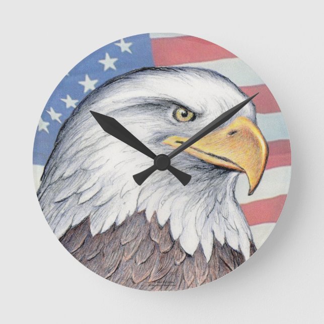 Horloge Ronde Paul McJamee "American Bald Eagle" Clock (Recto)