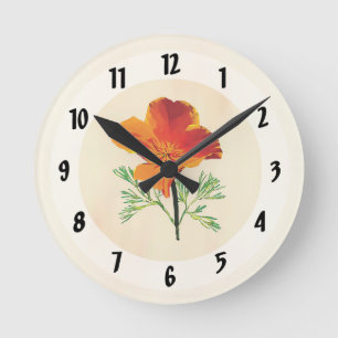 Horloge Ronde Pavot de Californie