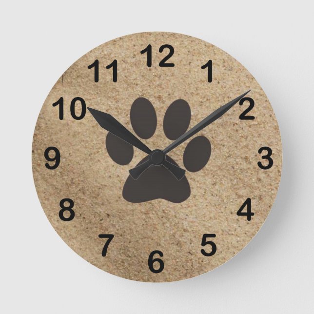 Horloge Ronde Paw Print on Sand Art Clock (Recto)