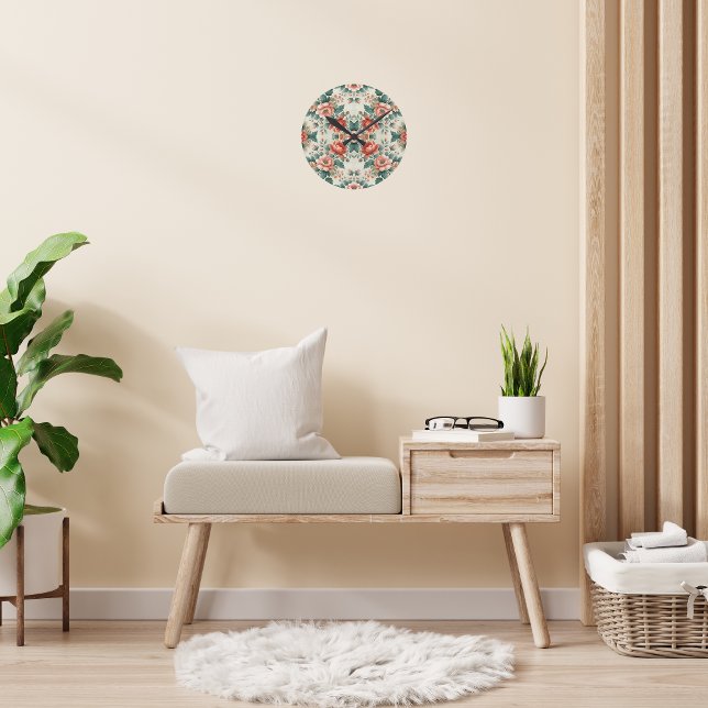 Horloge Ronde Pays Cottage motif floral (Créateur téléchargé)