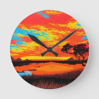 Horloge Ronde Paysage Abstrait du désert extérieur Art #3