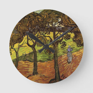Horloge Ronde Paysage, Arbres et Personnages de Vincent van Gogh