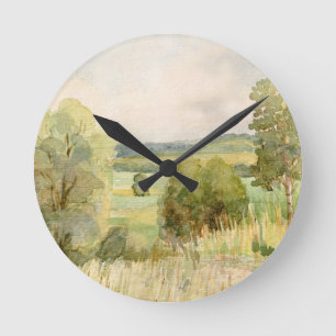 Horloge Ronde Paysage d'aquarelle