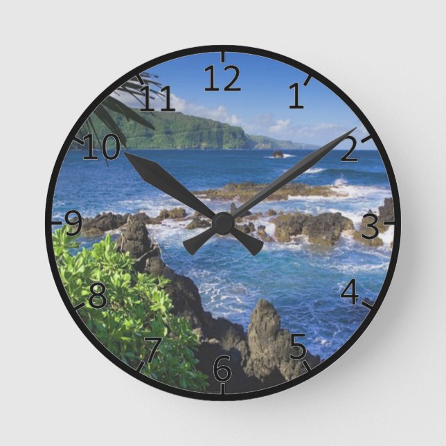 Horloge Ronde Paysage de plage d'Hawaï (Recto)