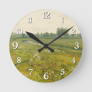 Horloge Ronde Paysage de prairie étendu avec oies