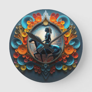 Horloge Ronde "Paysage de rêve amérindien"