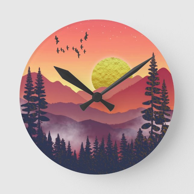 Horloge Ronde Paysage des monts Crimson (Recto)