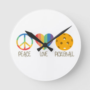 Horloge Ronde Peace Love Pickleball