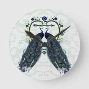 Horloge Ronde PEAFOWL peacock love heart personalized