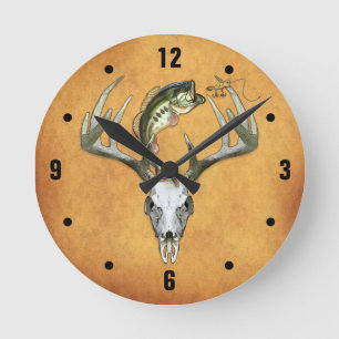 Horloge Ronde Pêche à la chasse rustique