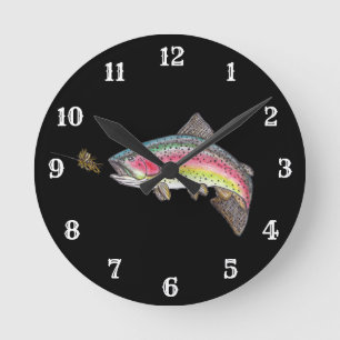 Horloge Ronde Pêche à la truite arc-en-ciel