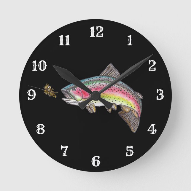 Horloge Ronde Pêche à la truite arc-en-ciel (Recto)