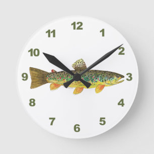 Horloge Ronde Pêche Brown à la truite