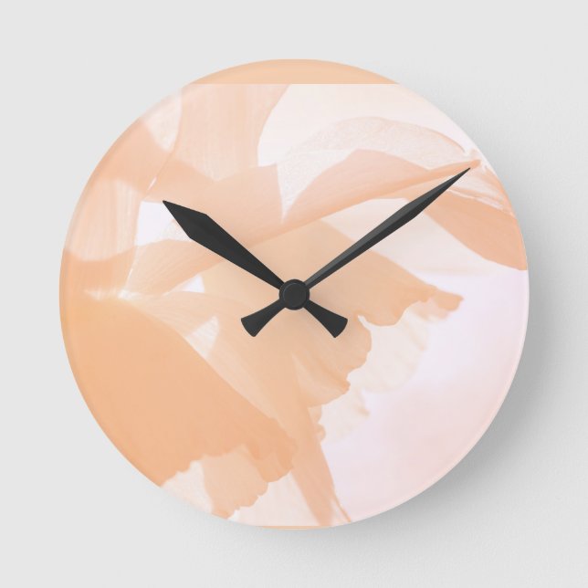 Horloge Ronde Pêcher Fuzz Abstrait Floral (Recto)