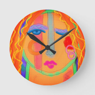 Horloge Ronde Peinture Abstraite colorée