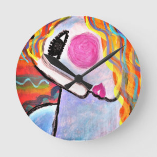 Horloge Ronde Peinture Abstraite colorée