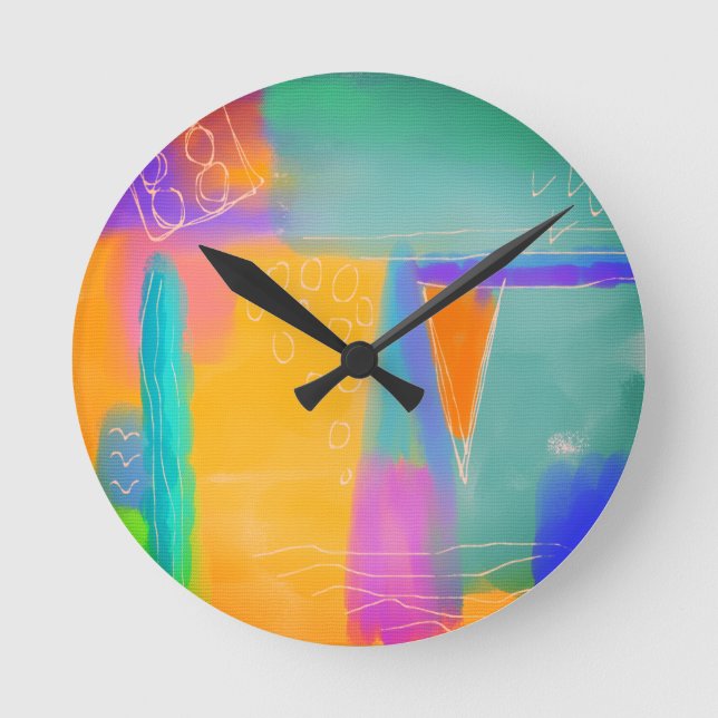 Horloge Ronde Peinture Abstraite colorée (Recto)