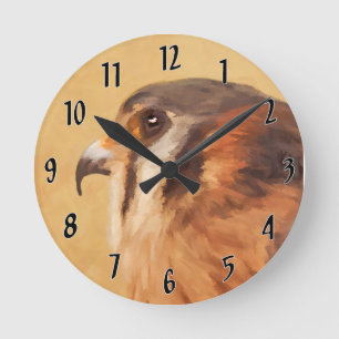 Horloge Ronde Peinture américaine Kestrel - Art original pour oi