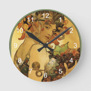 Horloge Ronde Peinture d'Alphonse Mucha