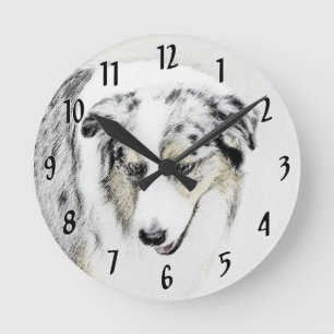 Horloge Ronde Peinture de berger australienne - Art original de 