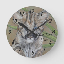 Horloge Ronde peinture de la faune mignonne gros chat cougar kit