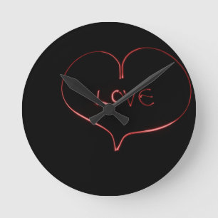 Horloge Ronde Peinture de lumière cœur