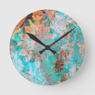 Horloge Ronde Peinture florale