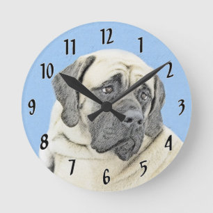 Horloge Ronde Peinture mastiff anglaise (Fawn) - Art original de
