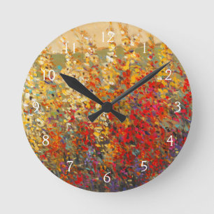 Horloge Ronde Peinture murale lumineuse de jardin des fleurs