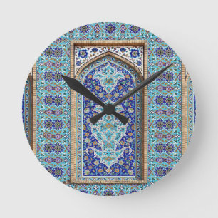 Horloge Ronde Peinture murale sophistiquée Perse design 24h/24