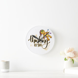 Horloge Ronde Penser à vous drôle Halloween Poupée vaudou