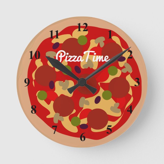 Horloge Ronde Pepperoni pizza novelty design custom wall clock (Recto)