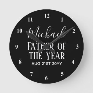 Horloge Ronde Père de l'ANNÉE PAPA Mari Homme TEXTE PERSONNALISÉ