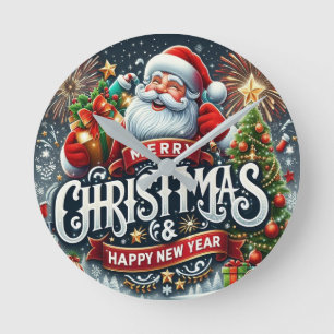 Horloge Ronde Père Noël