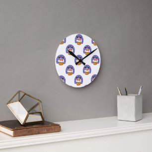 Horloge Ronde Père Noël À Chimney, Neige, Noël, Nouvel An