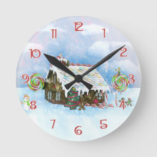 Horloge Ronde Père Noël aime les cookies Noël