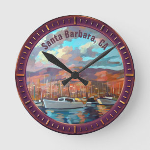 Horloge ronde père Noël Barbara California