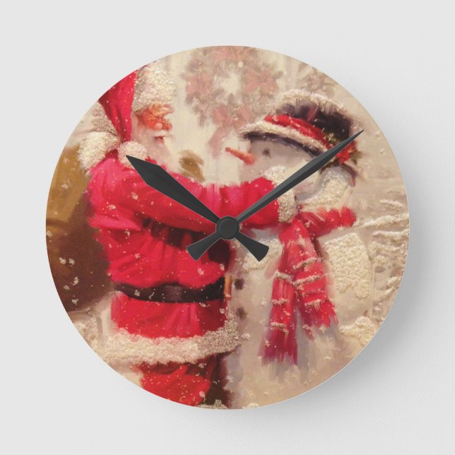 Horloge Ronde Père Noël Frosty Noël (Recto)
