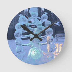 Horloge Ronde Père Noël Visages Drôle de Noël Fêtes